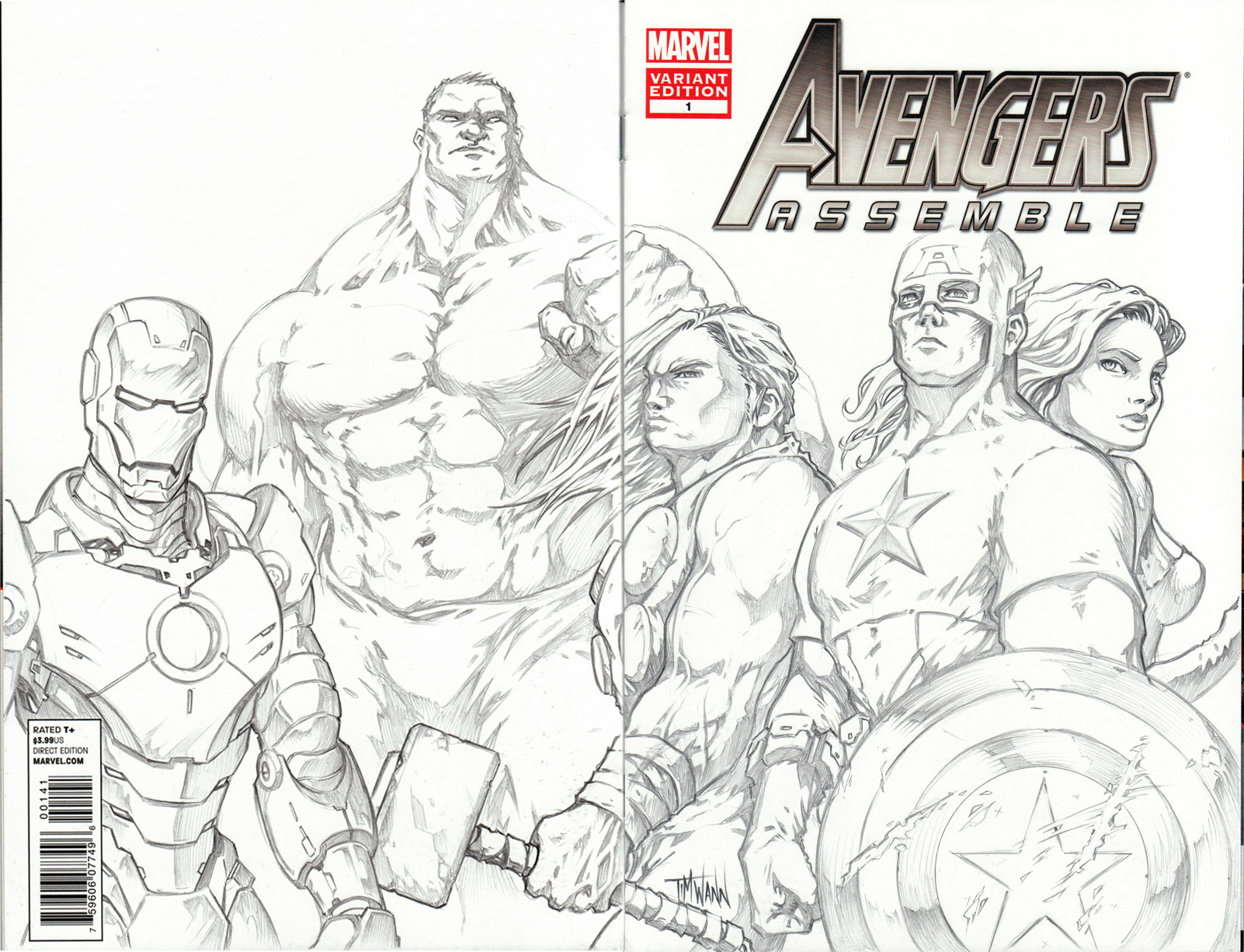 Marvel Avengers Assemble #1 Front and Back Pencils