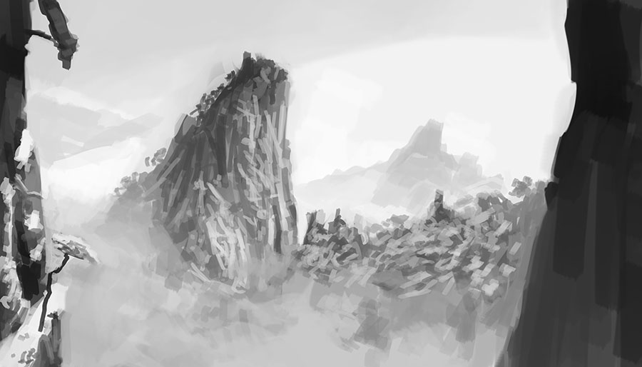 Value Study - Chinese Mountains