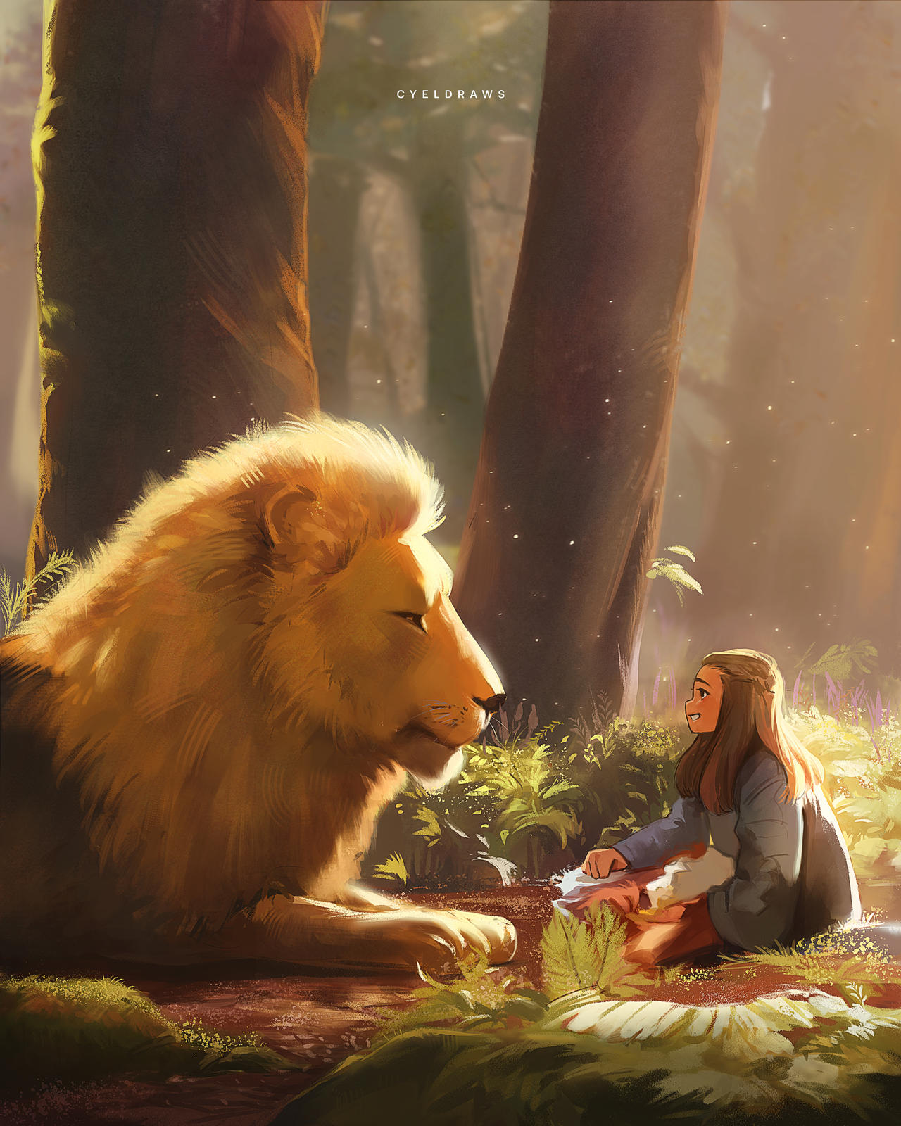Aslan and Lucy by cyeldraws on DeviantArt