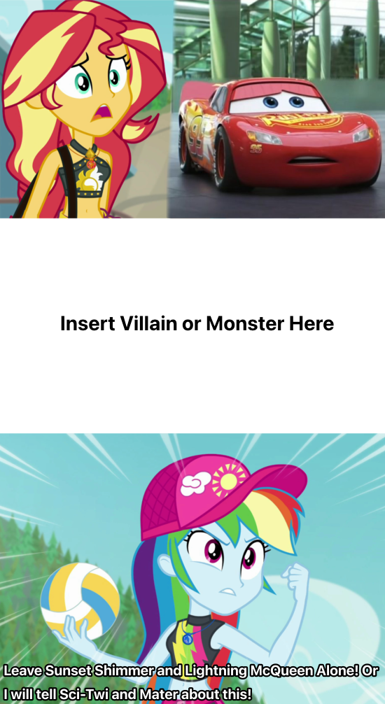 Rainbow Protects Sunset and McQueen from Who