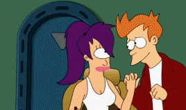 FRY AND LEELA KISSING GIF 8D