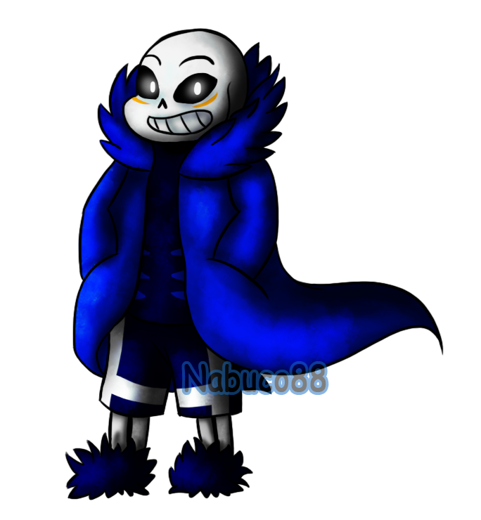 Персонаж скелет в синей куртке.