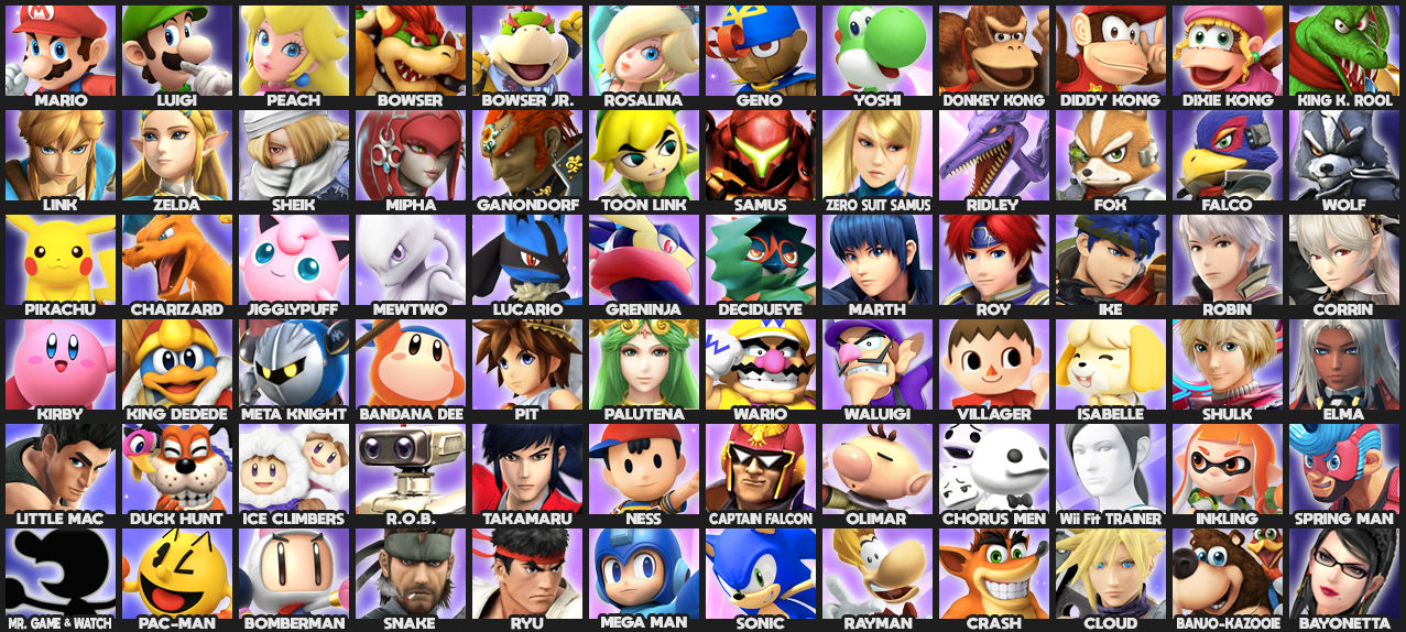 Smash Bros. Roster - 2018 by Pixiy on DeviantArt