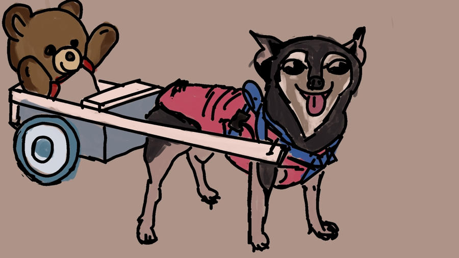 Chihuahua Pulling a Cart