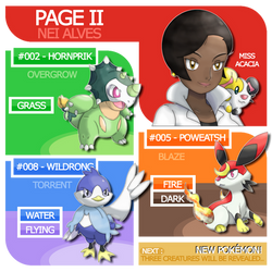 Page II : Professor Acacia and Starter's evolution