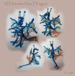 Ice blue beaded wire-dragon