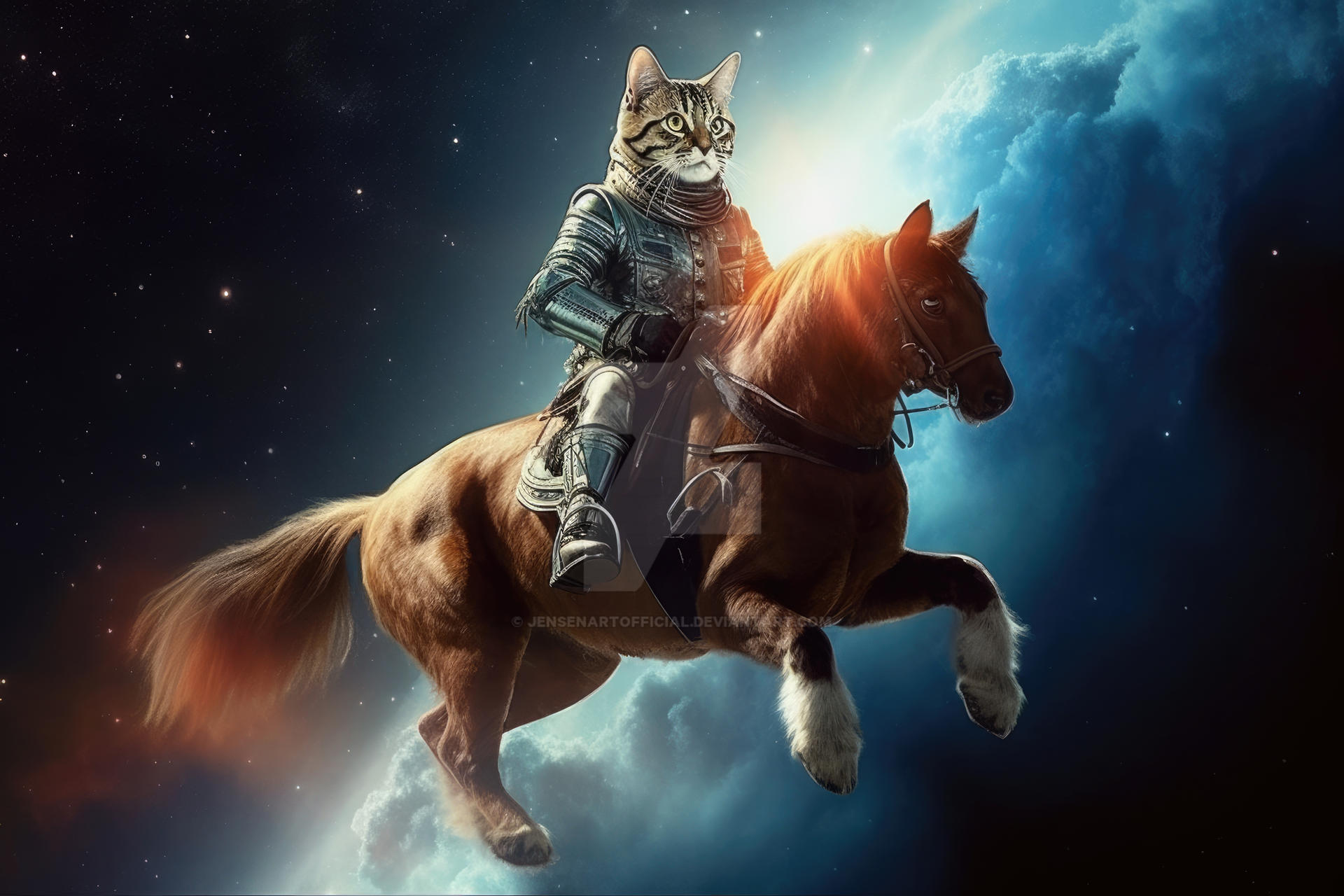 Tabby Cat Horse Rider by jensenartofficial on DeviantArt