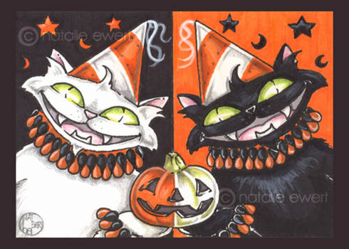 Halloween Party Cats ACEO