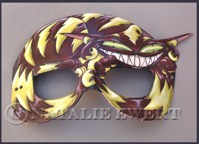 Curled Cheshire Cat Leather Mask