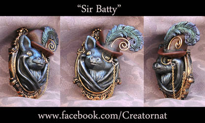 Sir Batty Sculpted Brooch Pin *SOLD* by natamon