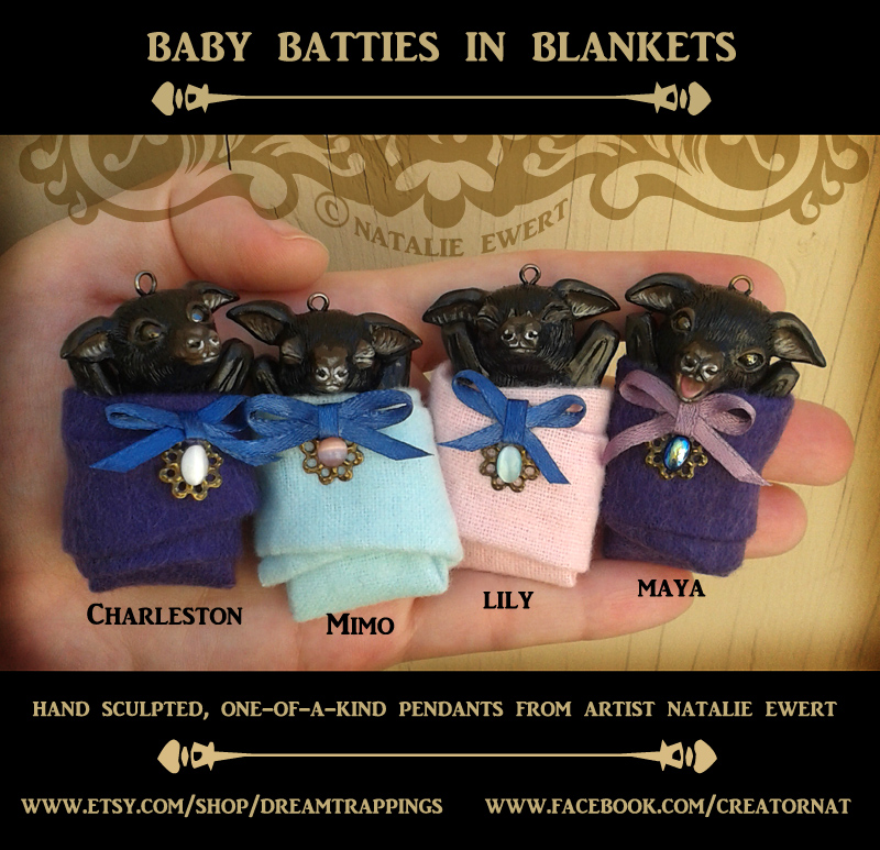 Baby Batties in Blanket Pendants