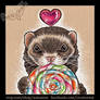 Happy Ferret with Lollipop