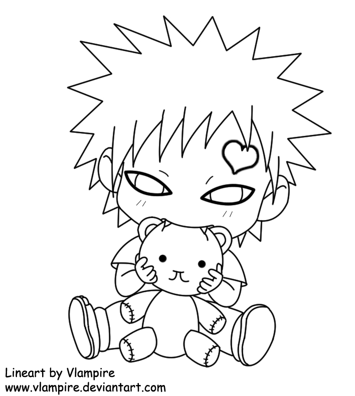 Chibi Gaara Lineart