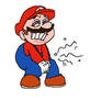 MARIOS GOT KICKED IN THE NUTS.