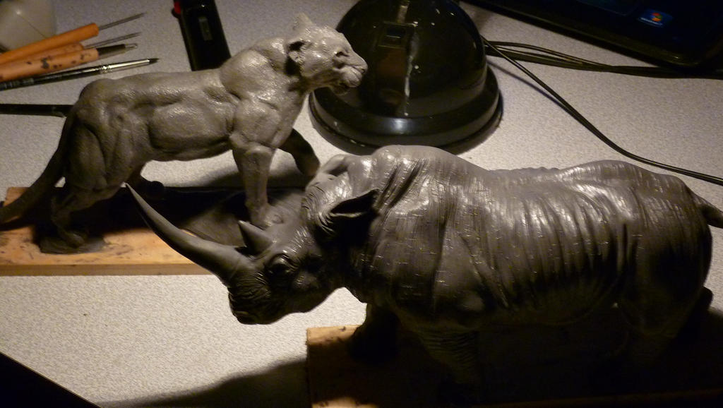 sculpture plastiline rhinoceros et lionne by NicolasFort on DeviantArt