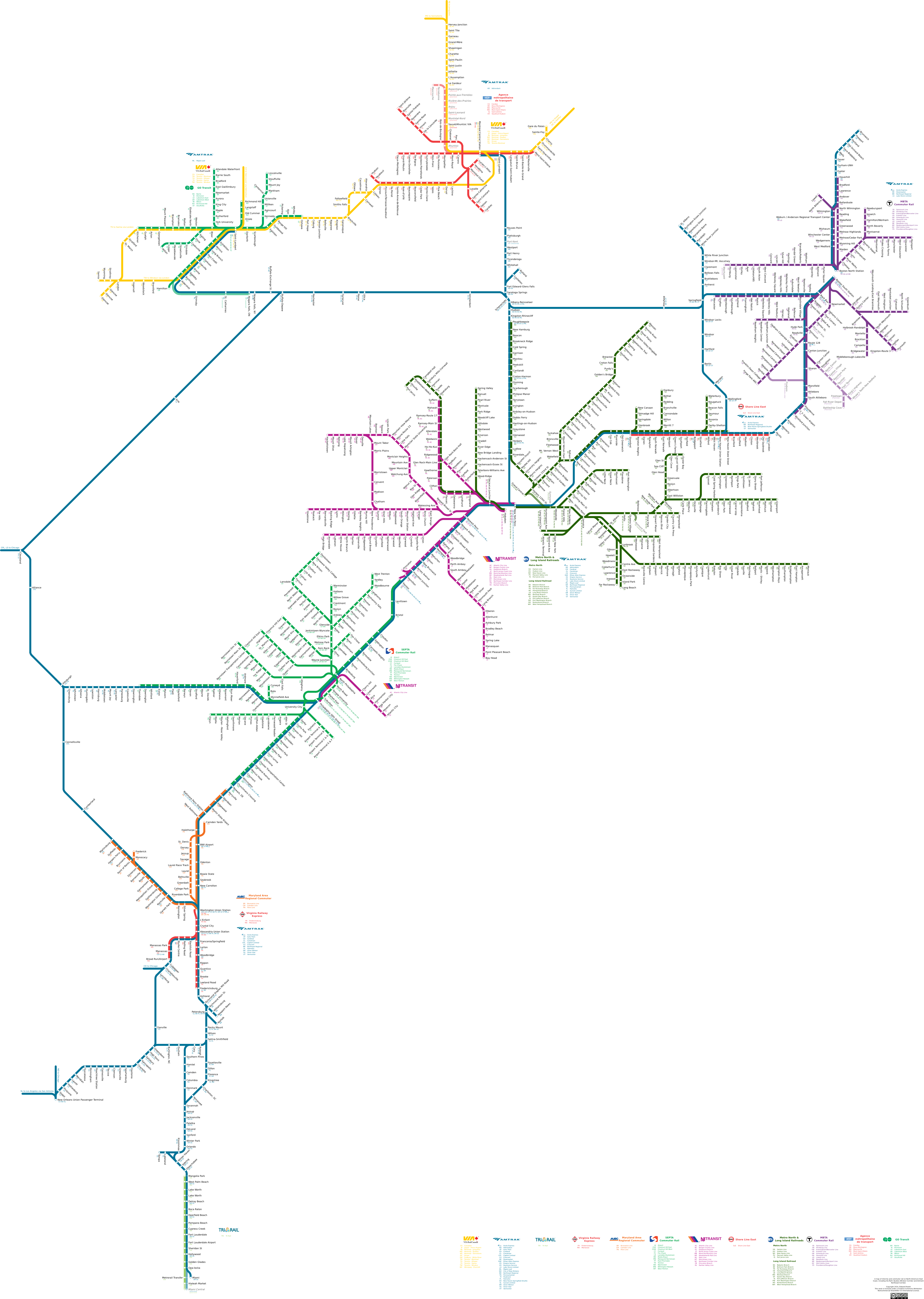Transit map of eastern North America