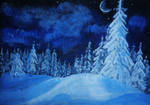 Snowy night by HelaLe