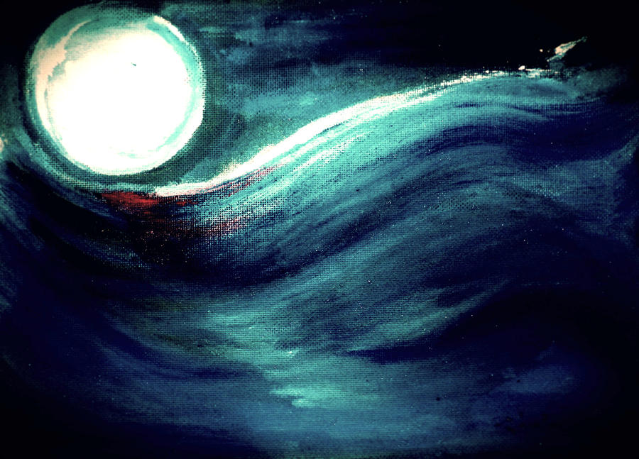 Moon and Wave by HelaLe