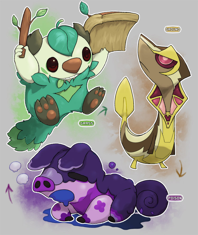 Unova Starters Regional Variant (updated) by Velink on DeviantArt