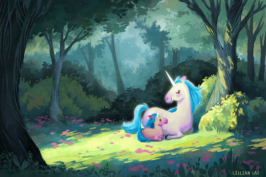 Unicorn in the woods