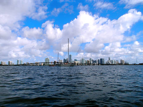 Miami skyline with Sailboat