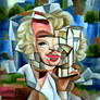 Painting ortrait of Marilyn Monroe cubist style