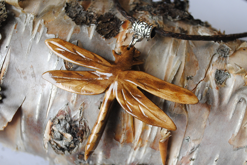 Dragon fly wooden pendant. handmade