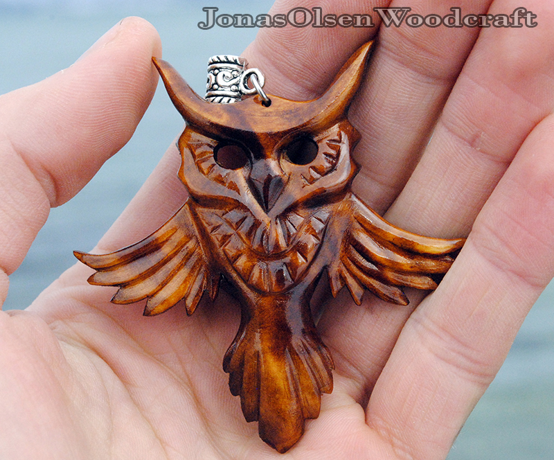 Wooden owl pendant