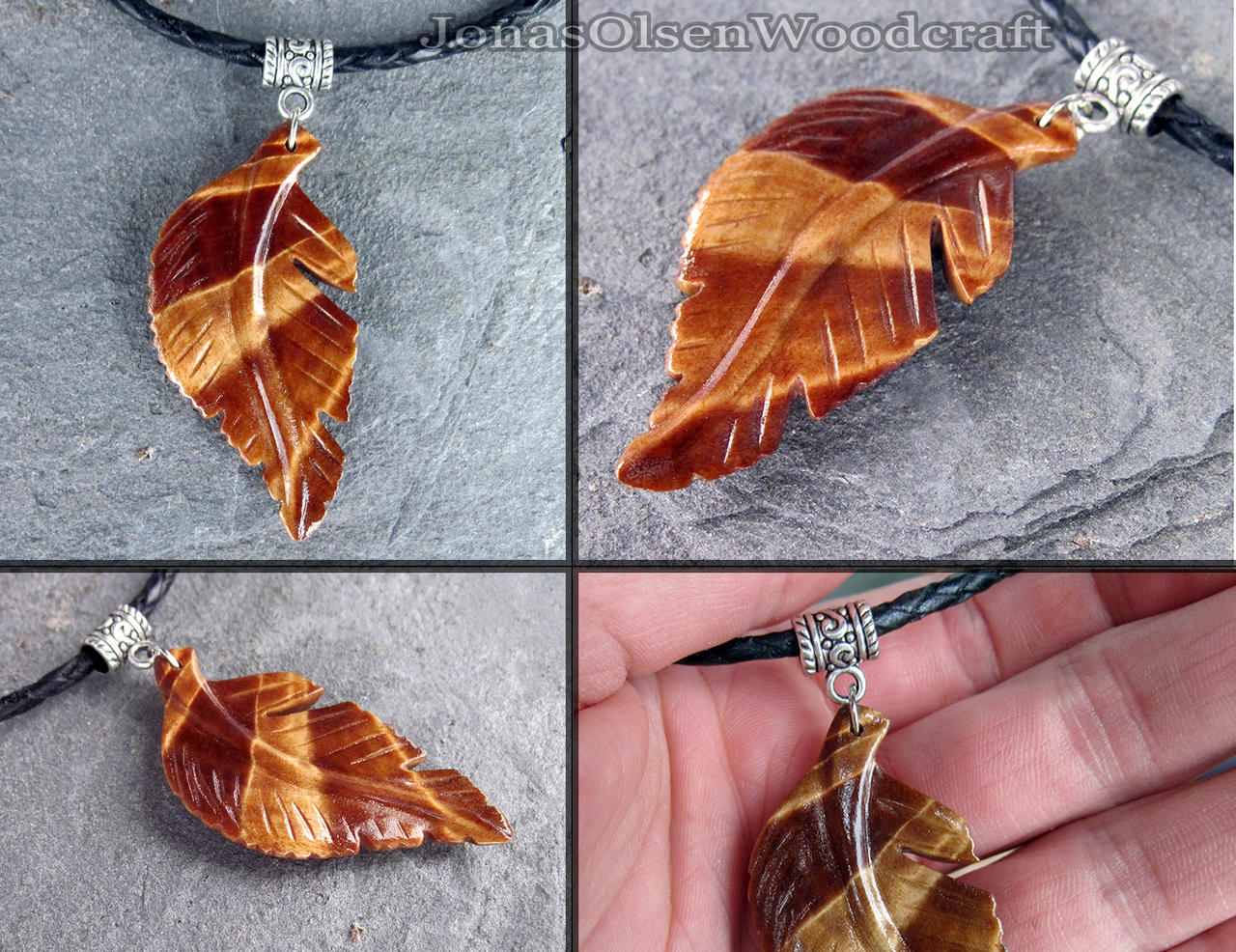 Wooden pendant leaf