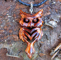 Wooden owl pendant