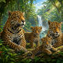 Jaguar family in natural habitat (merch)