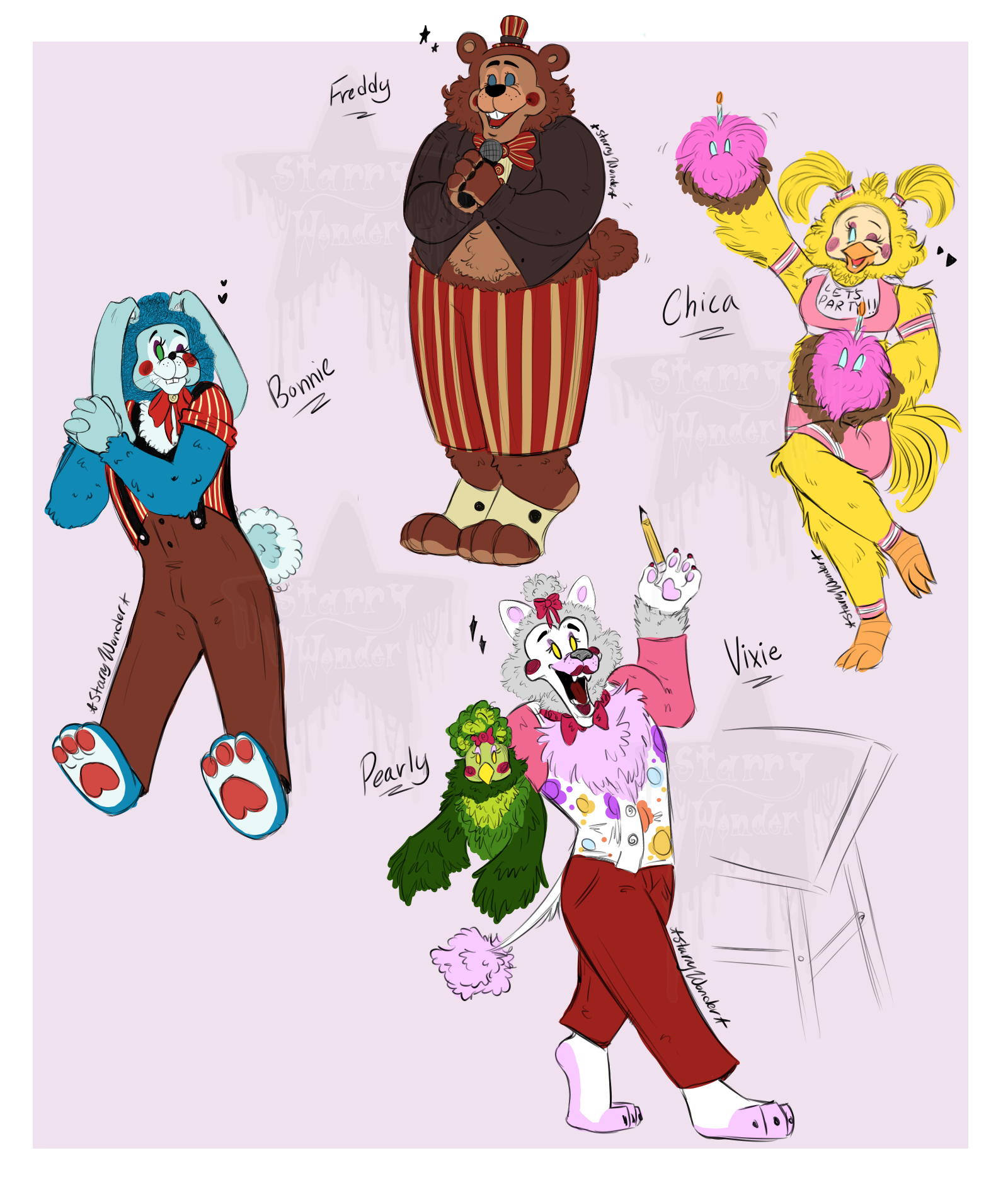 FNaF 2 Animatronic Cast Doodles by StarryWonder355 on DeviantArt