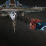 An Astrahus and a Drake in Eve Online.