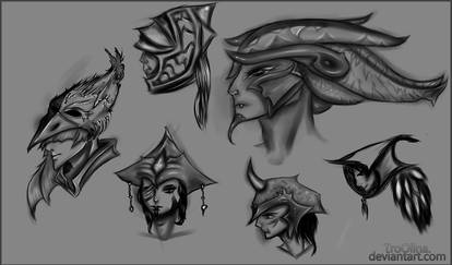 helmet sketches .