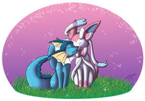 Vaporeon-F and Sylveon-M