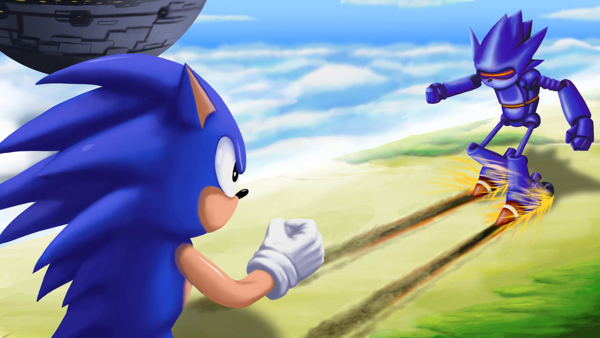 Mecha Sonic vs Knuckles by Nerkin on deviantART