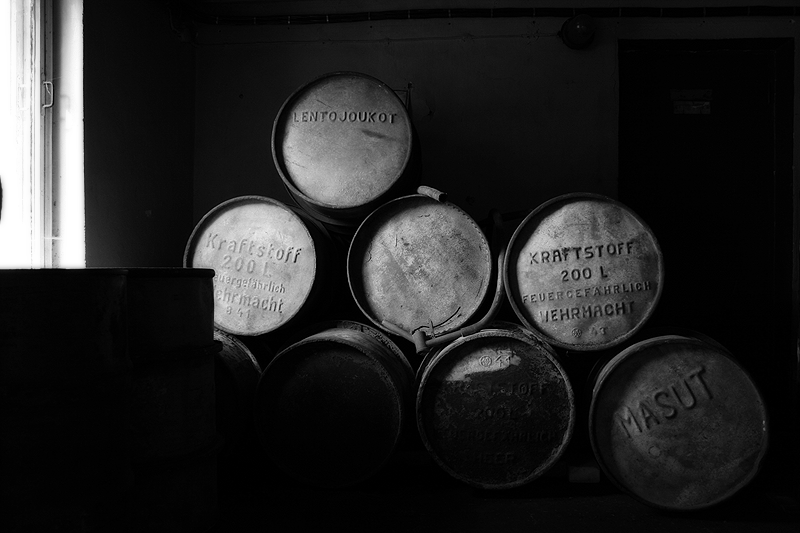 Old military barrels