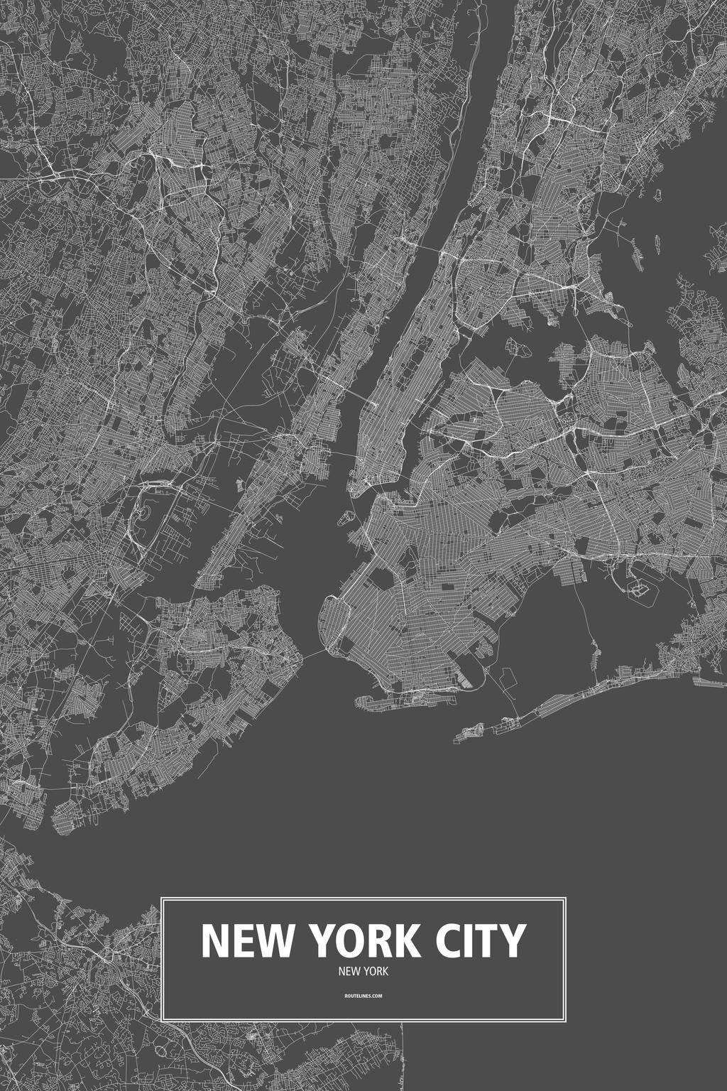 New York City, New York (white on black)