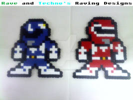 Red and Blue Power Ranger Bead Sprites