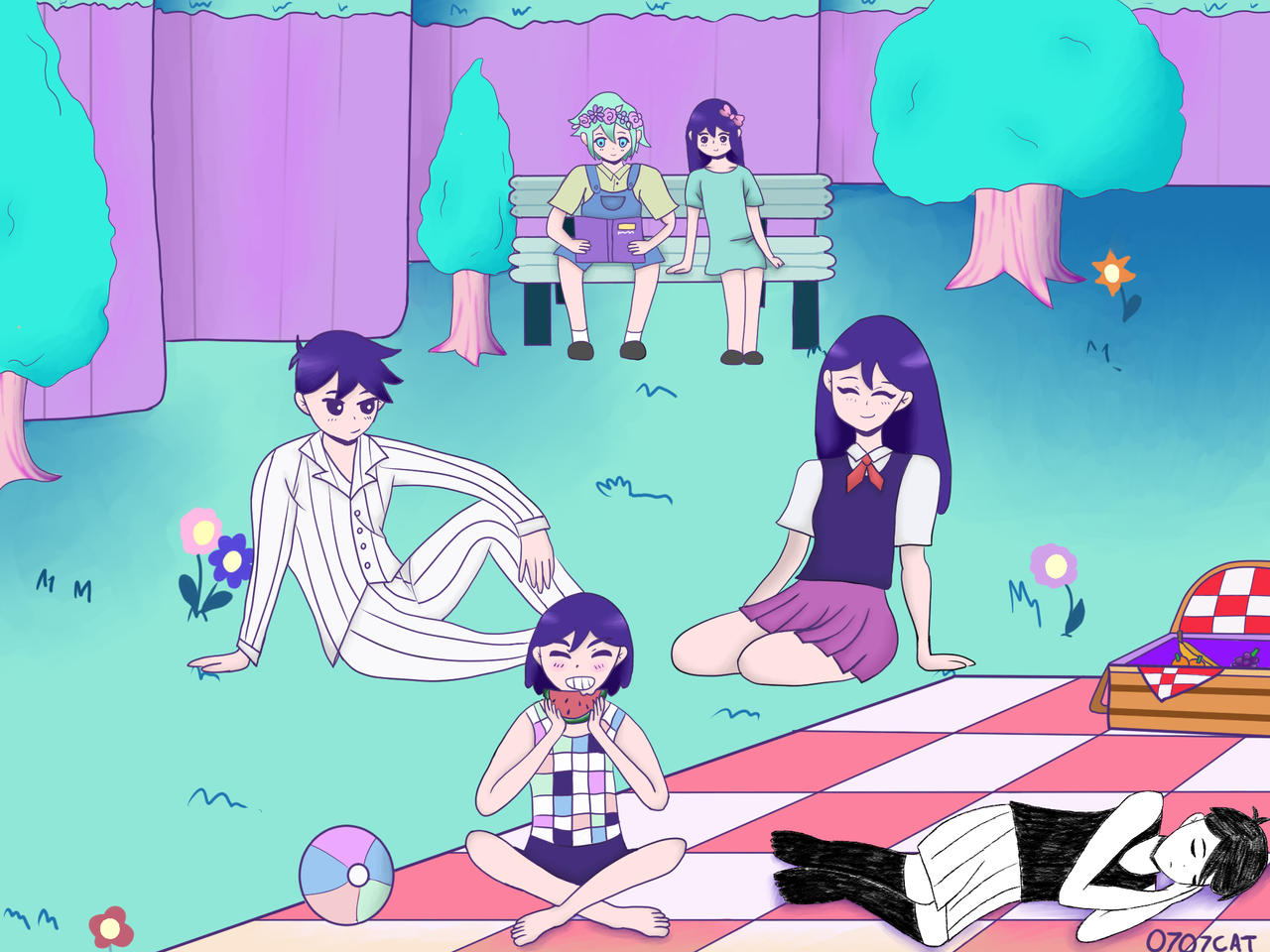 Omori fanart- picnic with friends by 0707cat on DeviantArt