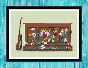 Eras Floral Piano Cross Stitch Pattern