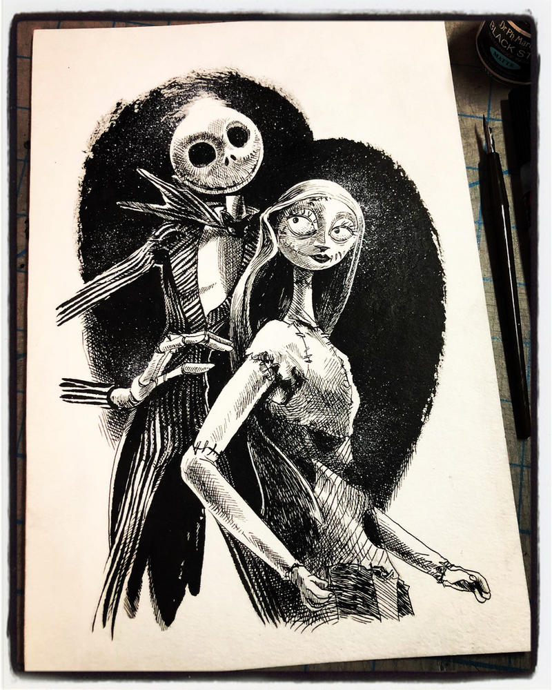 Inktober 2018 Day XXXI - Jack and Sally by B3NN3TT