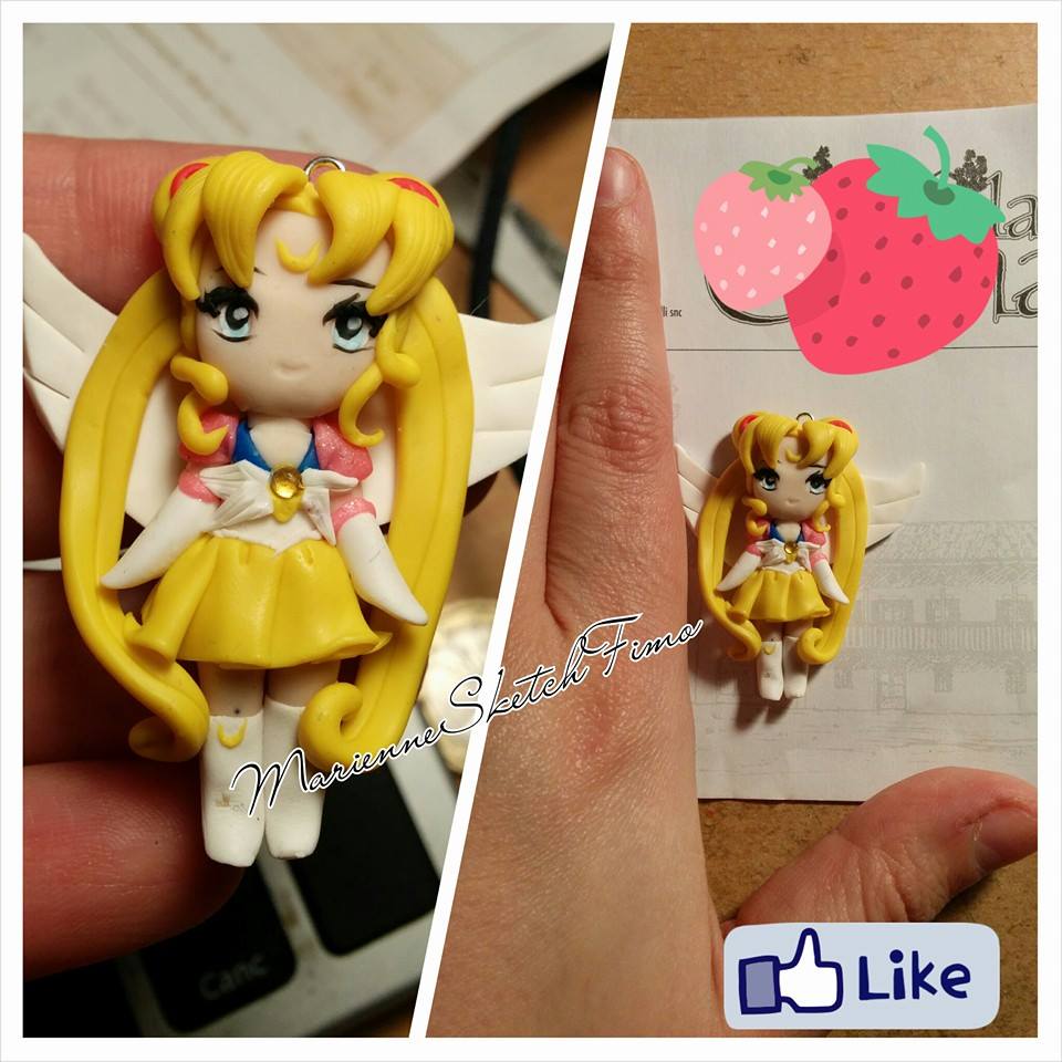 Sailor Moon Pendant Polymer Clay Chibi Version