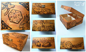 Wooden box-dragon and gryphon