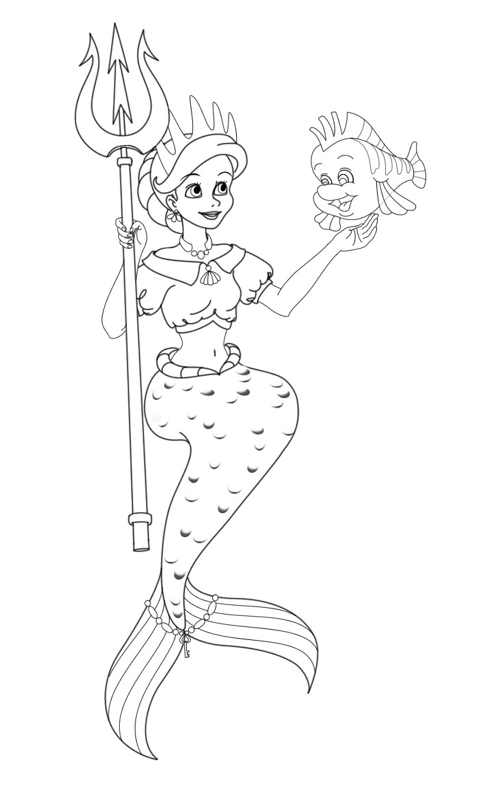 Queen Ariel Lineart