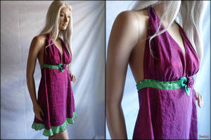 Dark Raspberry empire waist woman dress