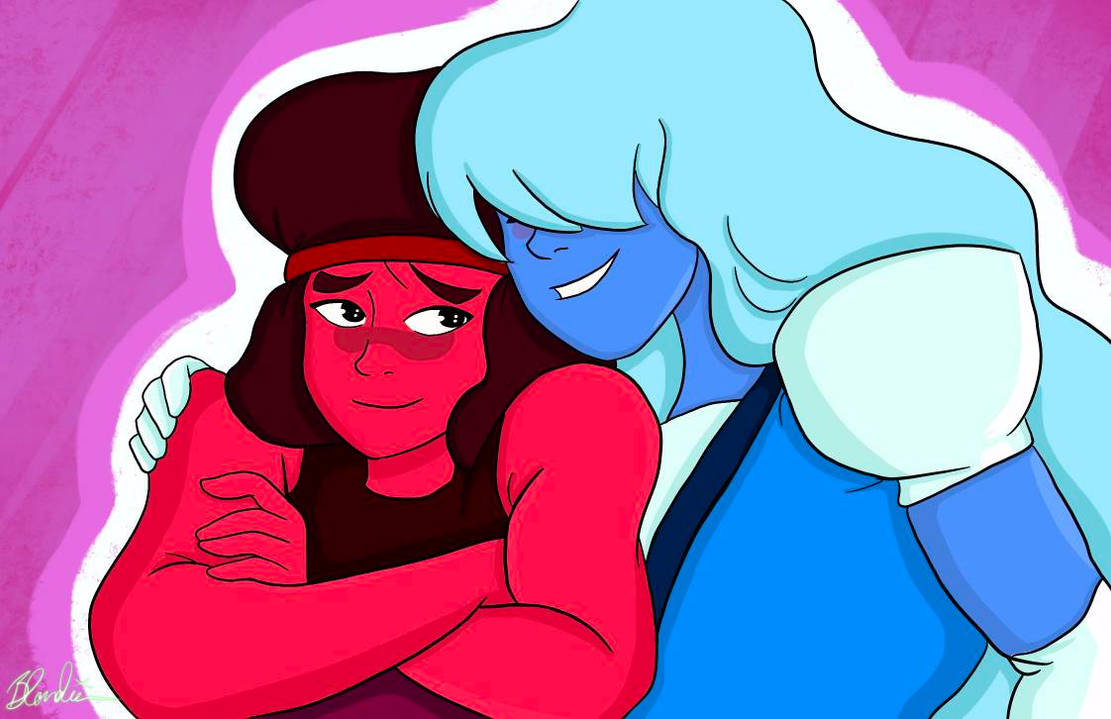 SPop/SU Mash Up: Ruby and Sapphire by HorriblyBotched on DeviantArt