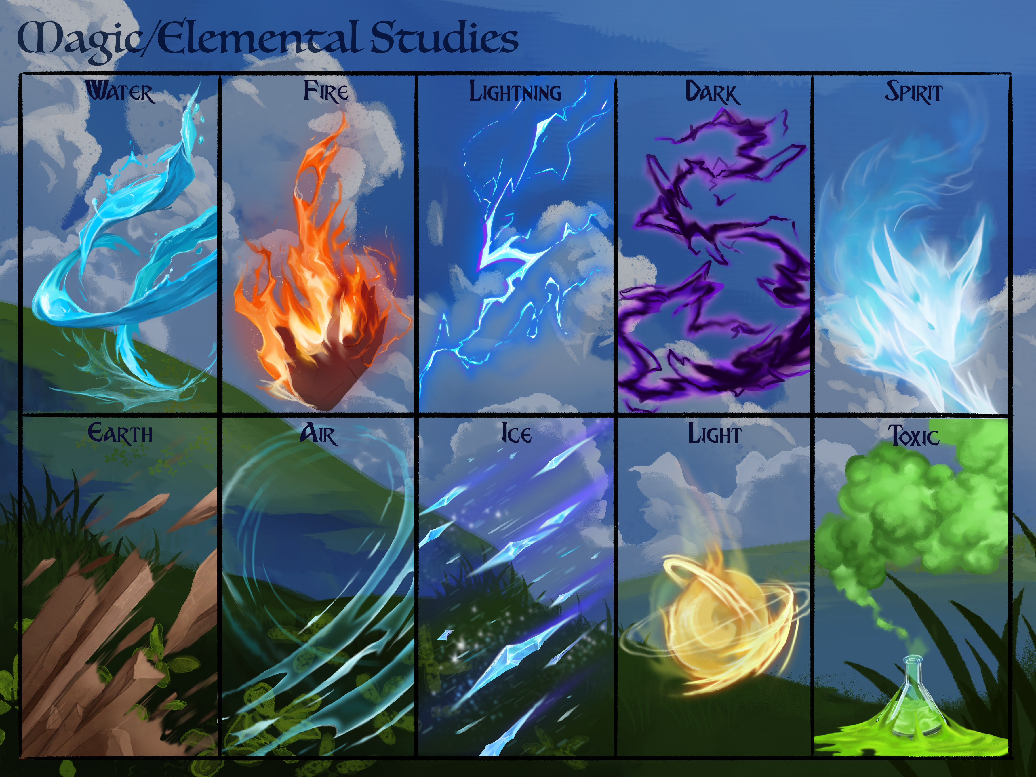 Magic/elemental studies by Splatakv on DeviantArt