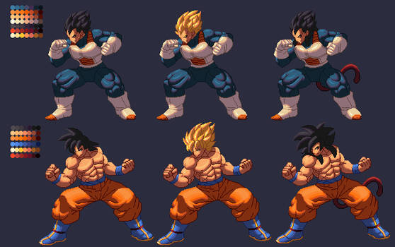 Vegeta and Goku KOF XIII Style