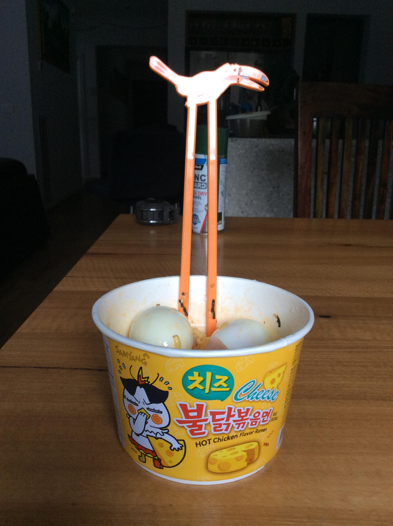 My Hot Chicken Flavor Cheese Ramen with Boiled Egg